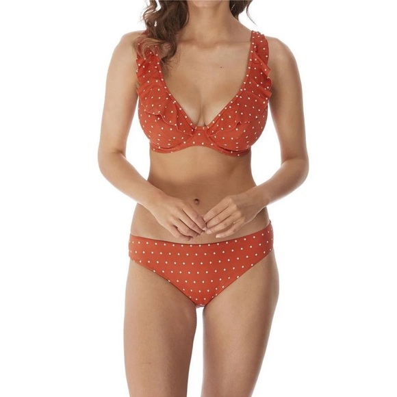 FREYA Ora Flounce Underwire Bikini Top and Bottoms Size 32DDD/M Amber Diamond - Picture 1 of 12
